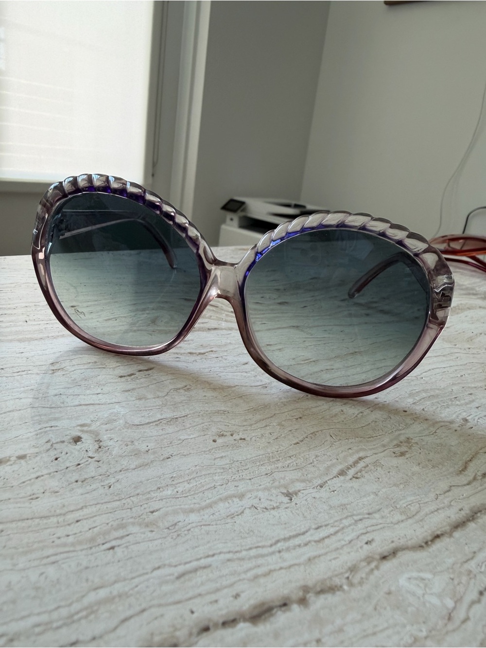 Vintage Purple Gradient Oversized Round Sunglasses